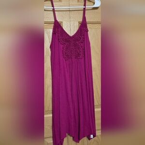 Xhilaration Magenta Midi Dress with Lace Detail